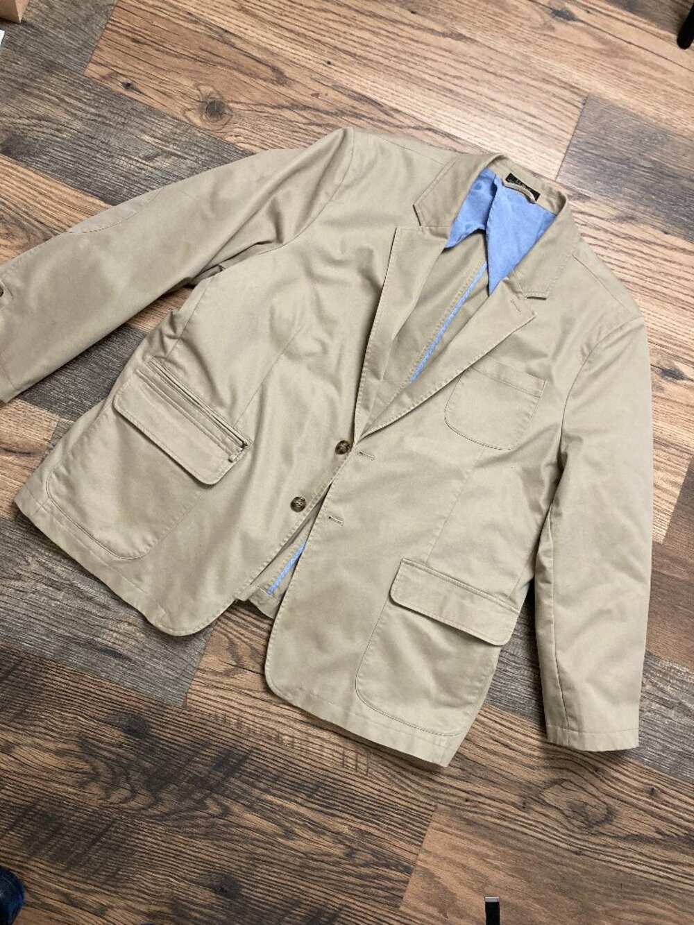 L.L.Bean Mens 52R Unstructured Blazer Sport Coat Tan Cotton Stretch Travel Prepp
